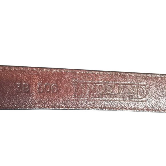 Lands End Mens 38 Dress Belt Burgundy Leather Brass Buckle USA - Picture 3 of 9